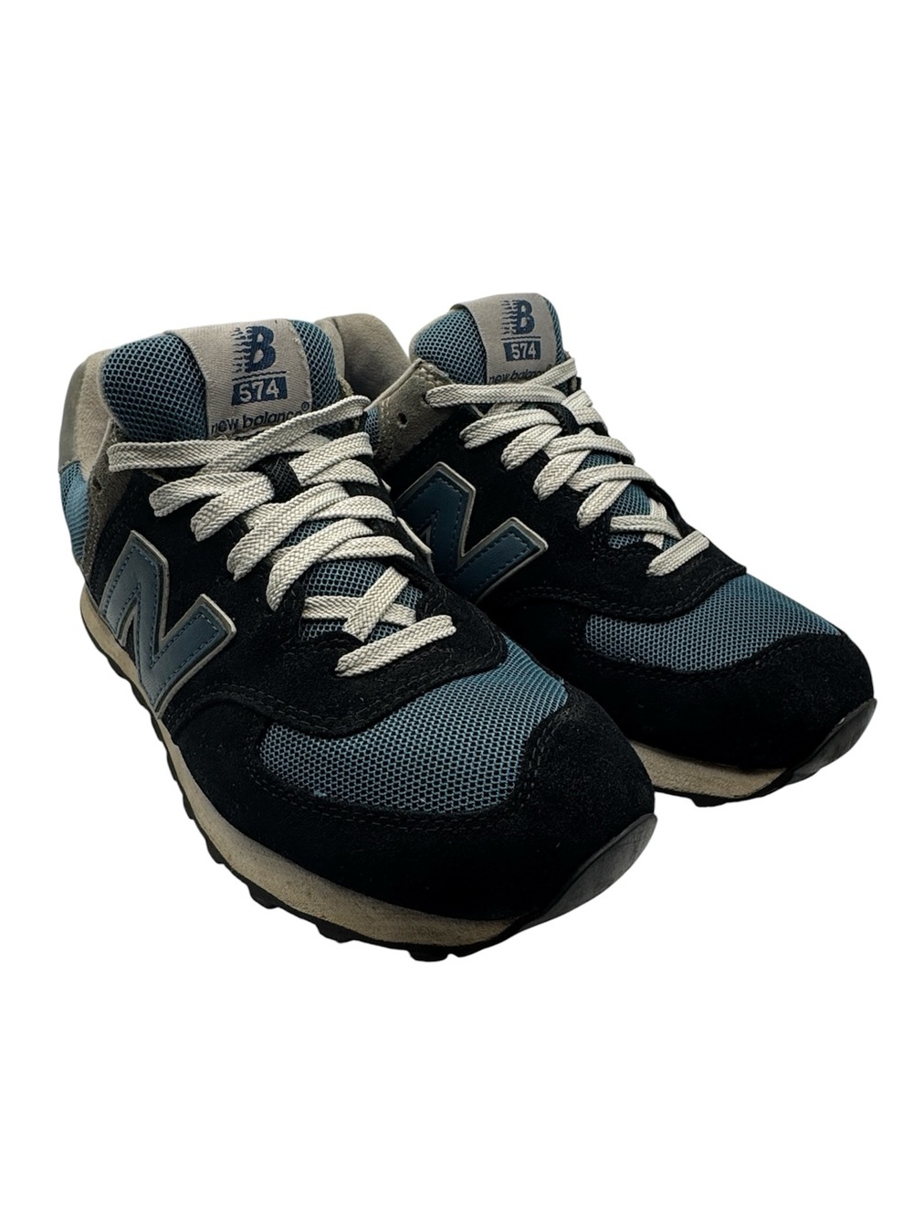 New Balance 574 Navy Blue + Turquoise Mens Size 8.5 Athletic Shoe